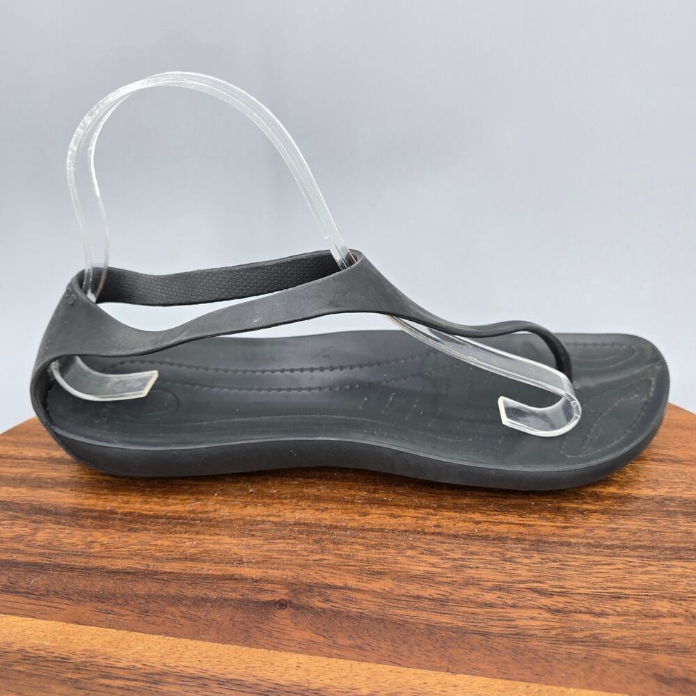 Crocs Sexi Flip Sandals Womens 10 Black T Strap Comfort Flat Thong Ankle Strap